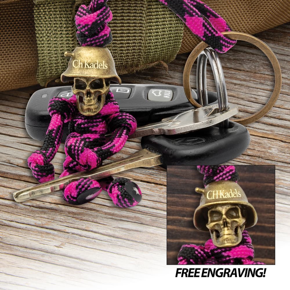 Full image of the Pink Skull Trooper Pendant Keychain. image number 0